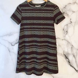 Zara Striped Chevron Babydoll Jacquard Dress S